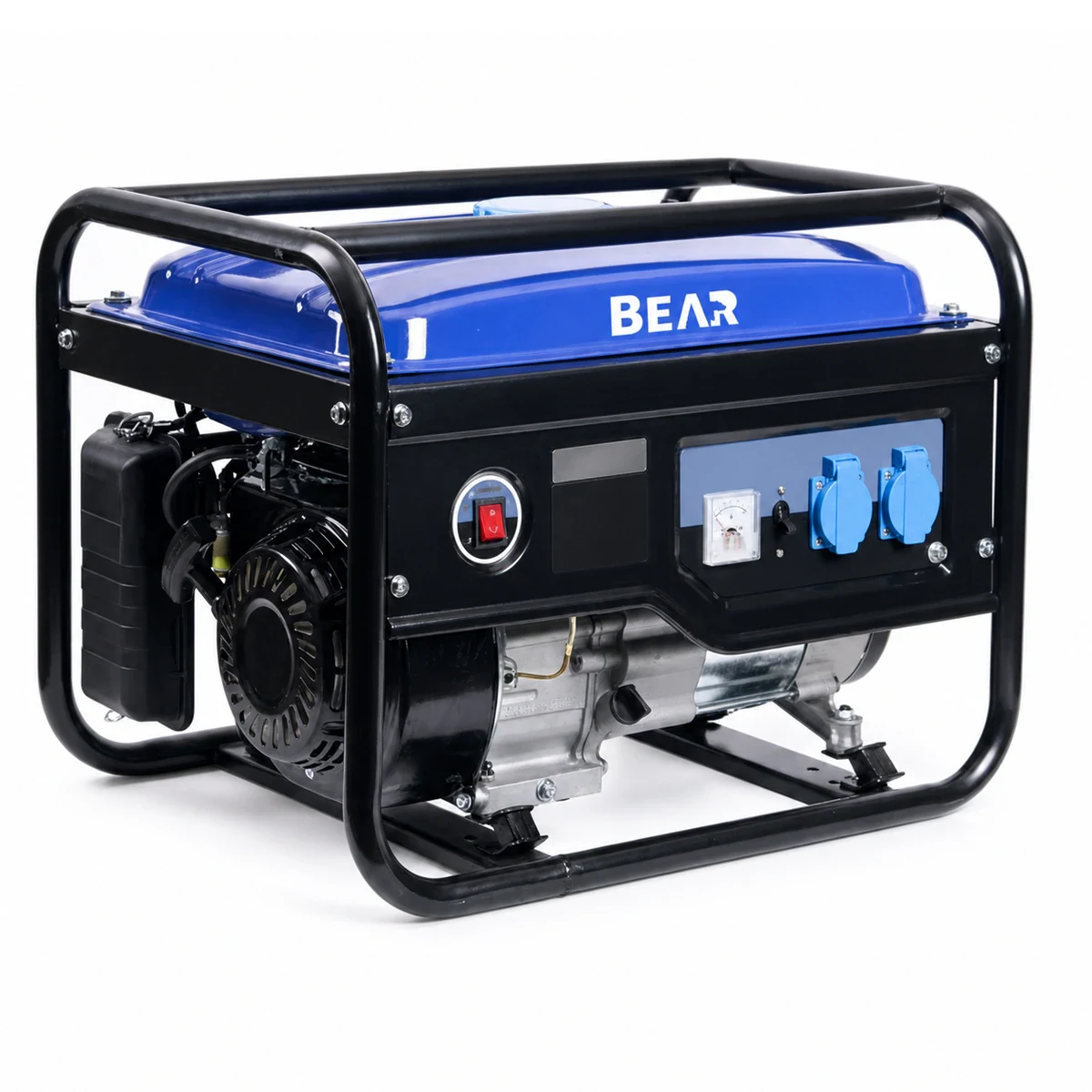 Blue BEAR open-frame generator shown from the control-panel side